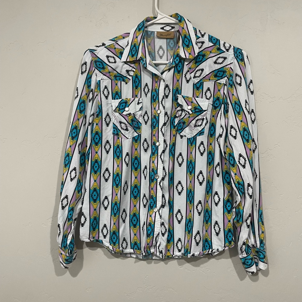Girls wrangler button up cowgirl shirt - like new!